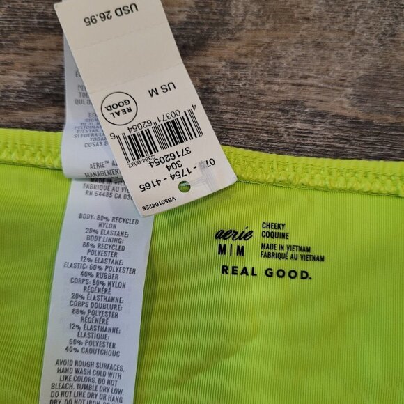 NWT AERIE | Smocked Tie Cheeky Bikini Bottom | Sz. M - Picture 8 of 10